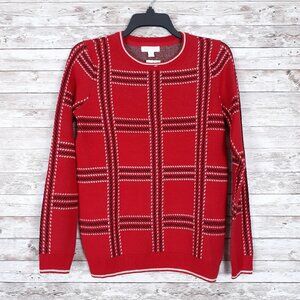 Charter Club Sweater XS Red Black Plaid Christmas 200A